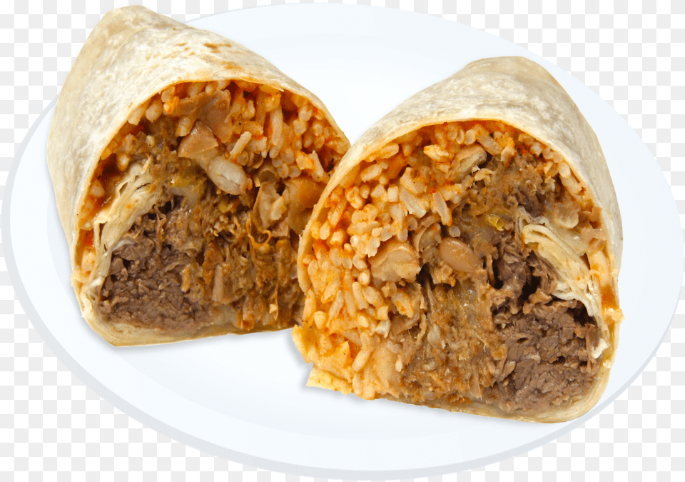 Carne Asada Burrito Mission Burrito, Food, Plate, Bread Free Png Download