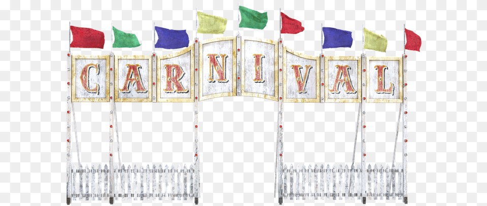 Carnival Entrance Sign Flags Wooden Banner Enter Baluster, Fence, Text Free Png