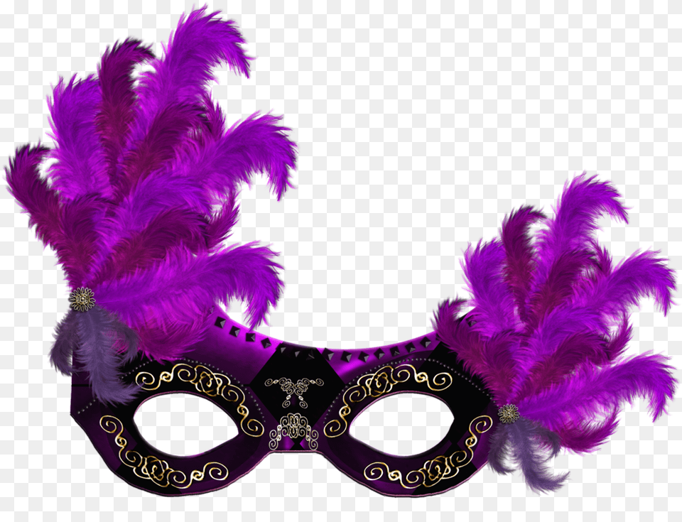 Carnival Mask Pic Mask With Feathers, Purple, Crowd, Person, Mardi Gras Free Transparent Png
