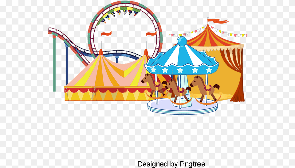 Carnival Transparent Merry Go Round Amusement Park Vector, Amusement Park, Carousel, Play Free Png