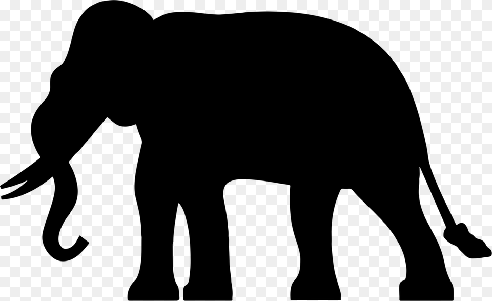 Carnivoranhuman Behaviorindian Elephant Elephant Silhouette, Gray Free Png Download