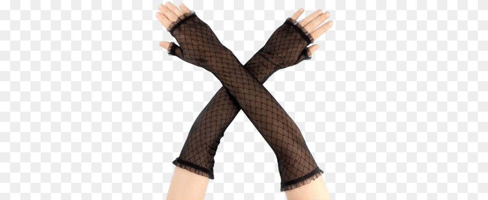 Carolie Fishnet Pattern Black Lace Fingerless Gloves Glove, Adult, Female, Person, Woman Png