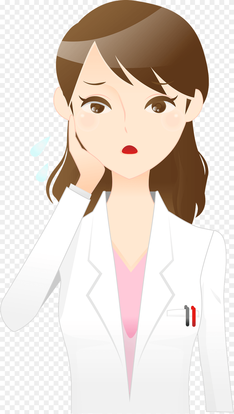 Carolyn Medical Doctor Woman Is Troubled Clipart, Clothing, Coat, Adult, Publication Free Png