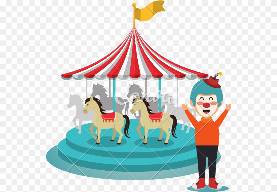 Carousel Circus Mono En Carrusel, Play, Amusement Park, Boy, Child Free Png