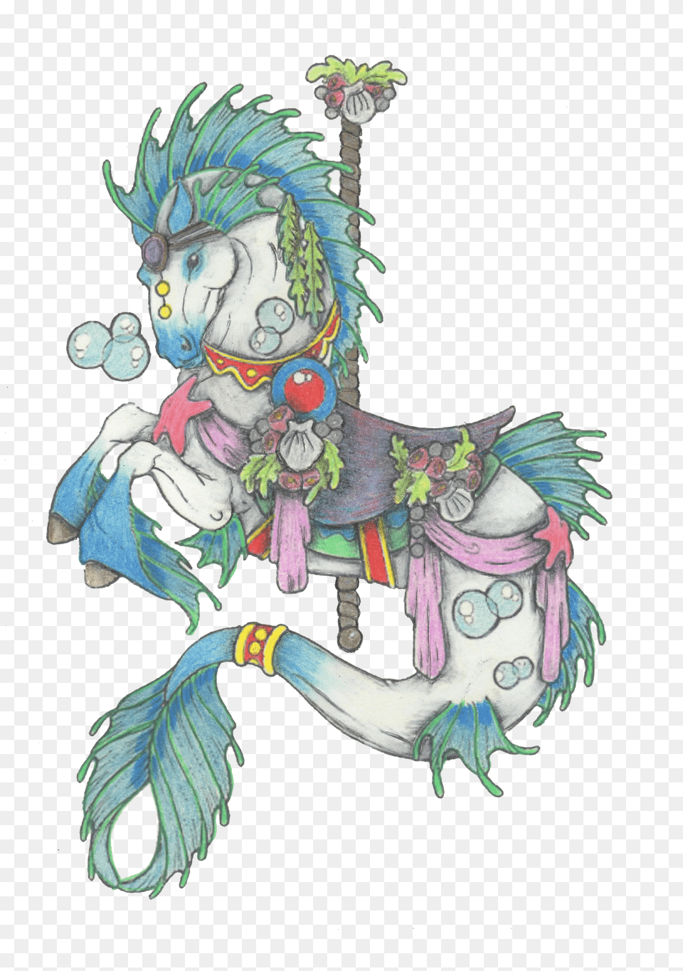 Carousel Horse Colored Pencil Carousel Colored Pencil Drawings Carosel Horses Free Transparent Png