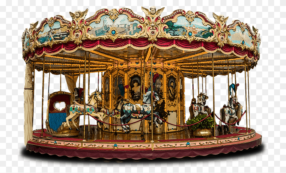 Carousel Merry Go Round, Amusement Park, Play, Crib, Infant Bed Png Image