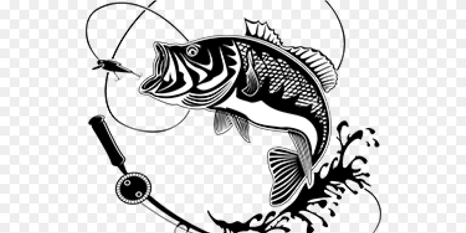 Carp Clipart Largemouth Bass Fish With Hook Silhouette, Angler, Fishing, Leisure Activities, Outdoors Free Png