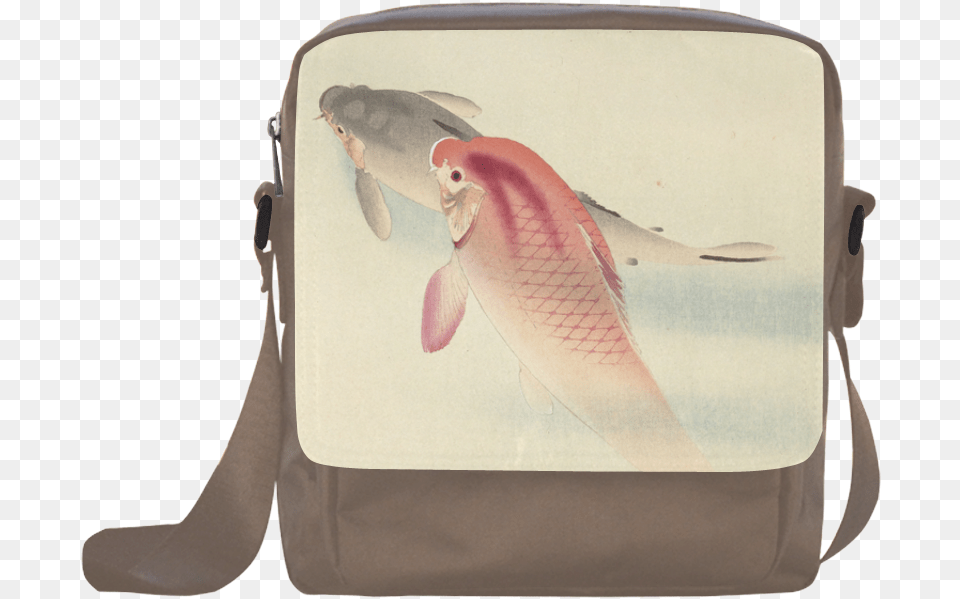 Carp Fish Japanese Woodcut Crossbody Nylon Bags Messenger Bag, Accessories, Handbag, Sea Life, Animal Png