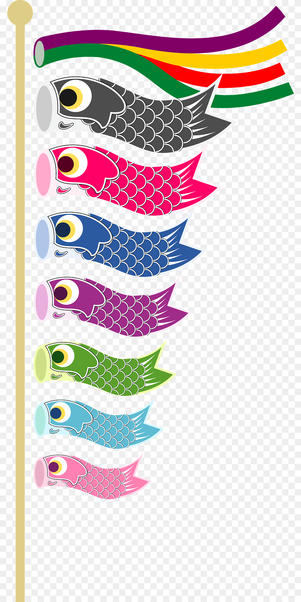 Carp Flags With Pole Clipart, Art, Pattern, Graphics, Advertisement Png