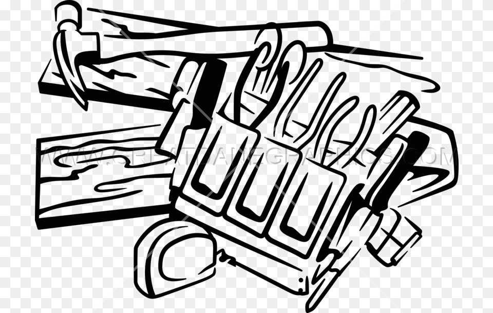 Carpentry Tools Clip Art Black And White Loadtve, Clothing, Glove, Bulldozer, Machine Free Png