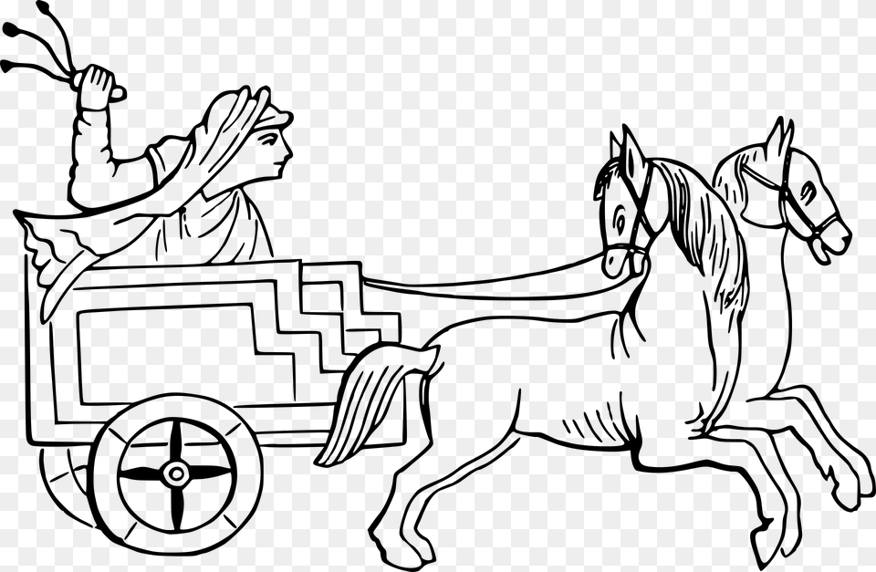 Carriage Chariot Charioteer Horse Horse Drawn Outline Images Of Chariot, Gray Png