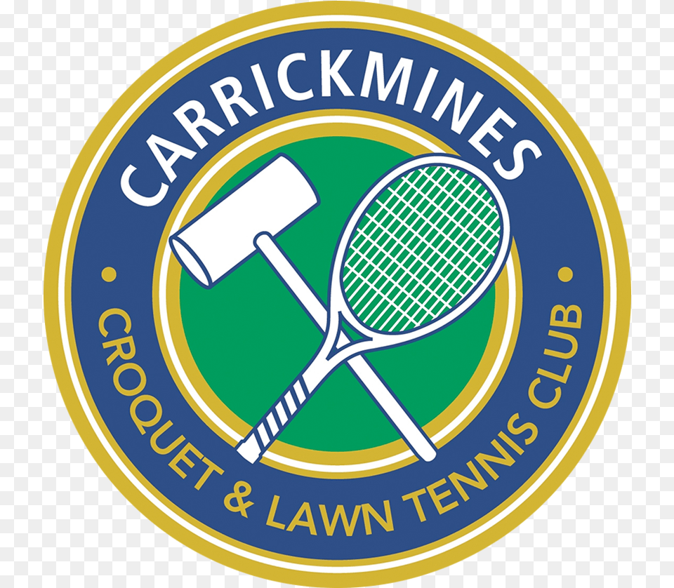 Carrickmines Croquet Lawn Tennis Club Emblem, Logo, Racket, Sport, Tennis Racket Png Image