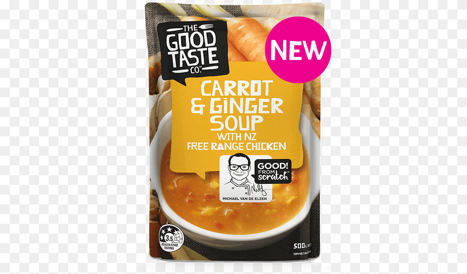 Carrot Amp Ginger Soup With Nz Range Chicken 500g Nz Soup, Poster, Meal, Food, Dish Free Png