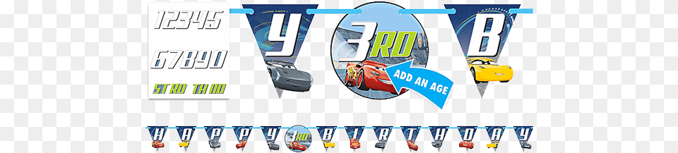 Cars 3 Happy Birthday U0027add An Ageu0027 Banner Just For Kids Cars 3, License Plate, Transportation, Vehicle, People Free Transparent Png
