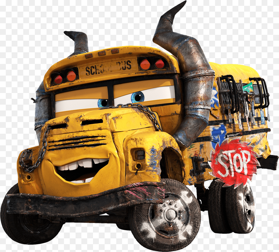 Cars 3 Miss Fritter, Bus, Transportation, Vehicle, School Bus Png Image
