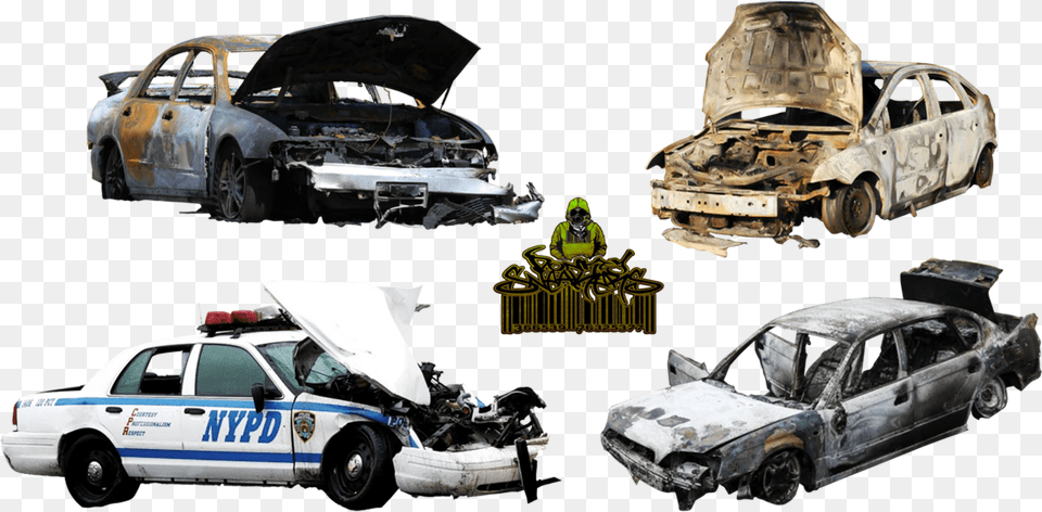 Cars And A Destroyed Us Police Car Destroyed Police Car, Purple, Book, Comics, Publication Free Transparent Png