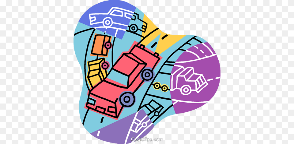 Cars And Trucks On A Highway Royalty Free Vector Clip Art, Graphics, Tool, Plant, Lawn Mower Png