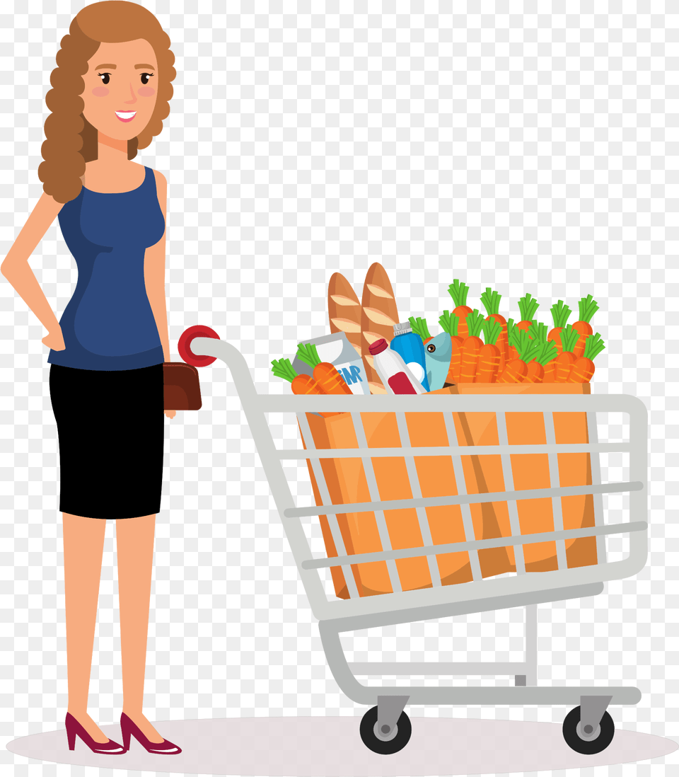 Cart Clipart Full Shopping Cart Clipart, Person, Adult, Woman, Female Free Transparent Png