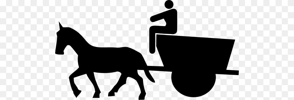 Cart Horse With Rider Clip Art, Silhouette, Animal, Mammal, Vehicle Free Transparent Png