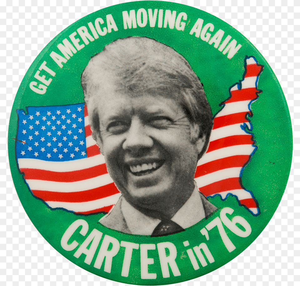 Carter Get America Moving Again, Badge, Logo, Symbol, Adult Free Transparent Png