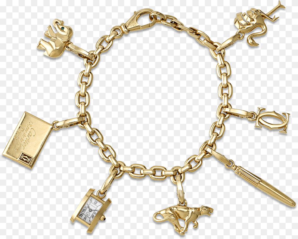 Cartier 18k Gold Charm Bracelet Cartier Charm Bracelet, Accessories, Jewelry, Necklace Png