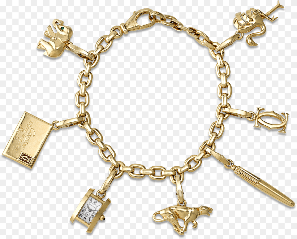 Cartier 18k Gold Charm Bracelet Cartier Gold Charm Bracelet, Accessories, Jewelry, Necklace Free Png Download