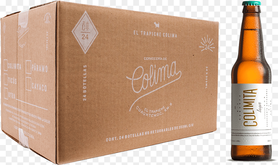 Cartn 24 Piezas Colimita Cerveza Colimita, Alcohol, Box, Bottle, Beverage Png Image