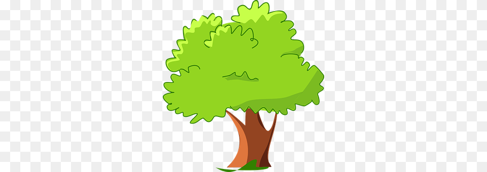 Cartoon Green, Tree, Leaf, Potted Plant Png Image