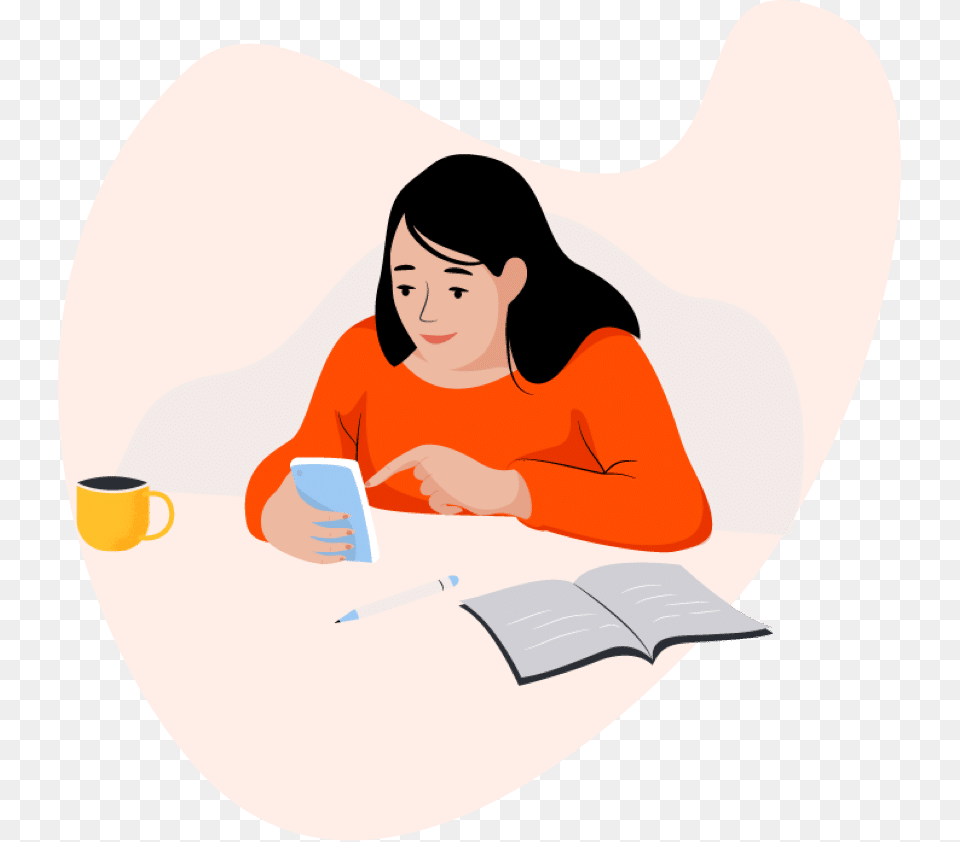 Cartoon, Adult, Reading, Person, Woman Png