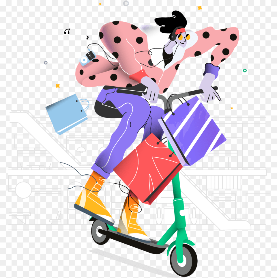 Cartoon, Vehicle, E-scooter, Transportation, Shopping Cart Free Png
