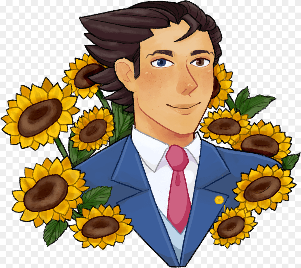 Cartoon, Flower, Sunflower, Plant, Male Free Transparent Png