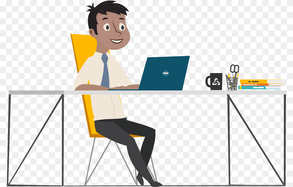 Cartoon, Table, Desk, Furniture, Person Png