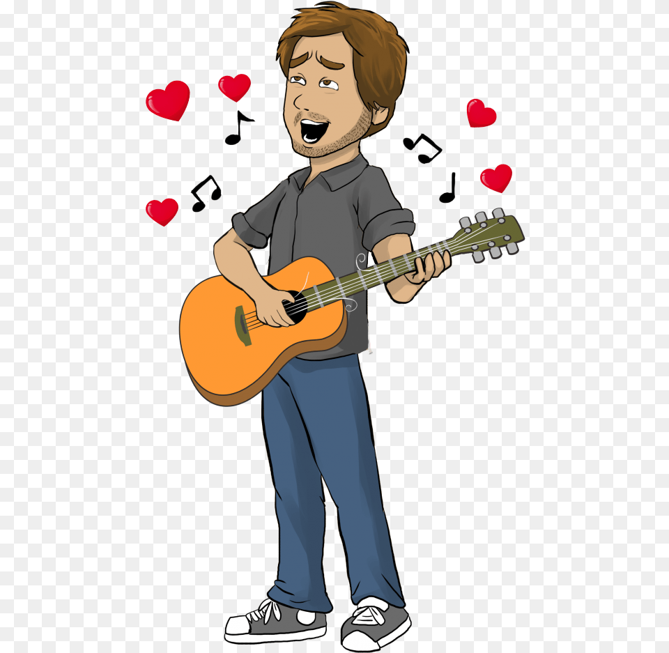 Cartoon, Musical Instrument, Guitar, Boy, Child Free Png