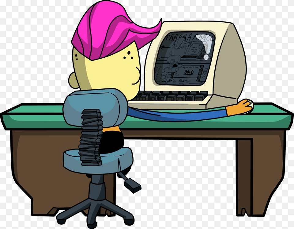 Cartoon, Computer, Table, Desk, Electronics Png
