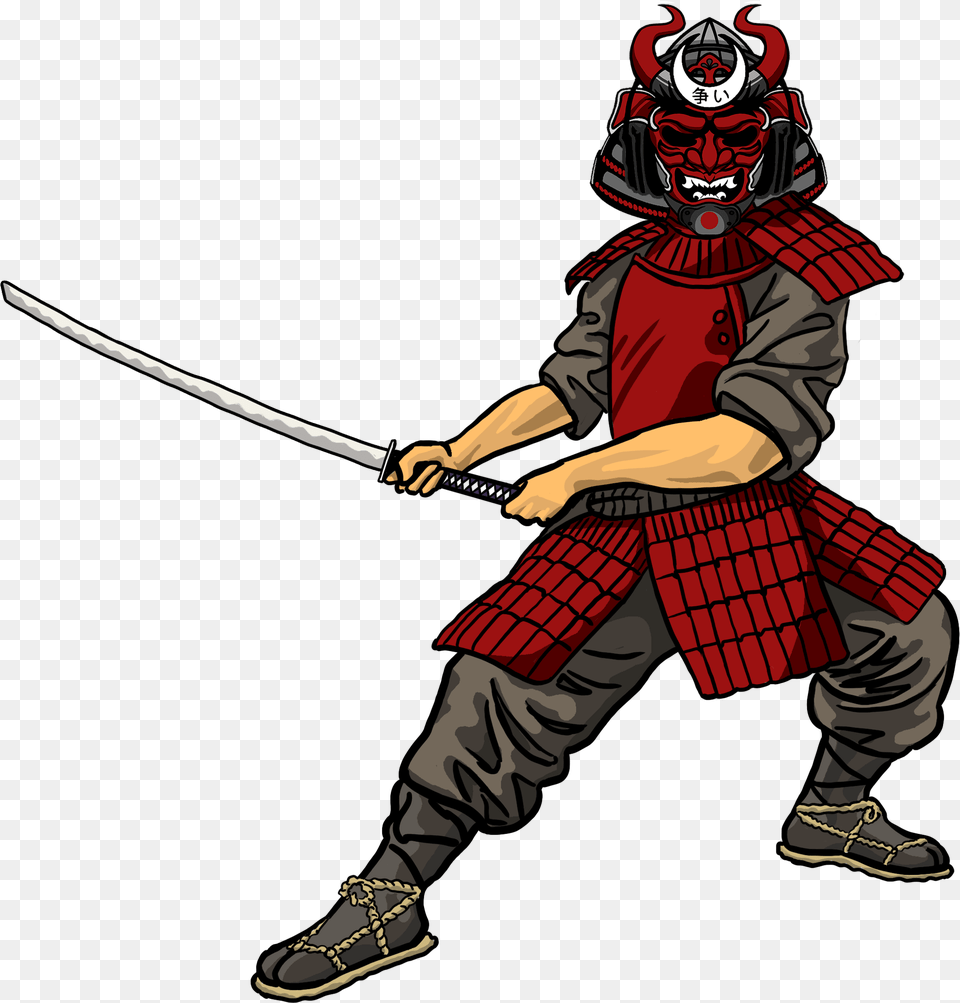 Cartoon, Person, Samurai, Sword, Weapon Png