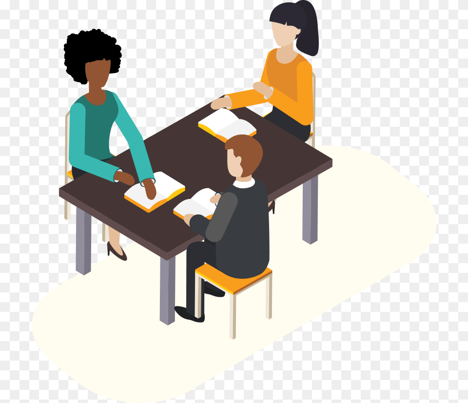 Cartoon, Table, Furniture, Desk, Person Png Image