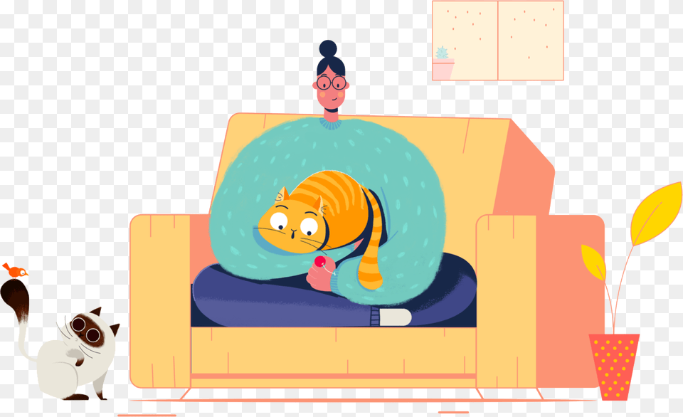 Cartoon, Furniture, Couch, Person, Face Free Transparent Png