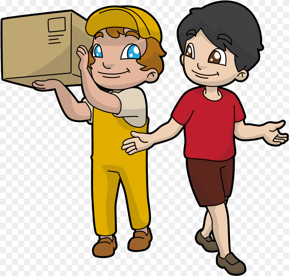 Cartoon, Baby, Box, Person, Cardboard Png Image