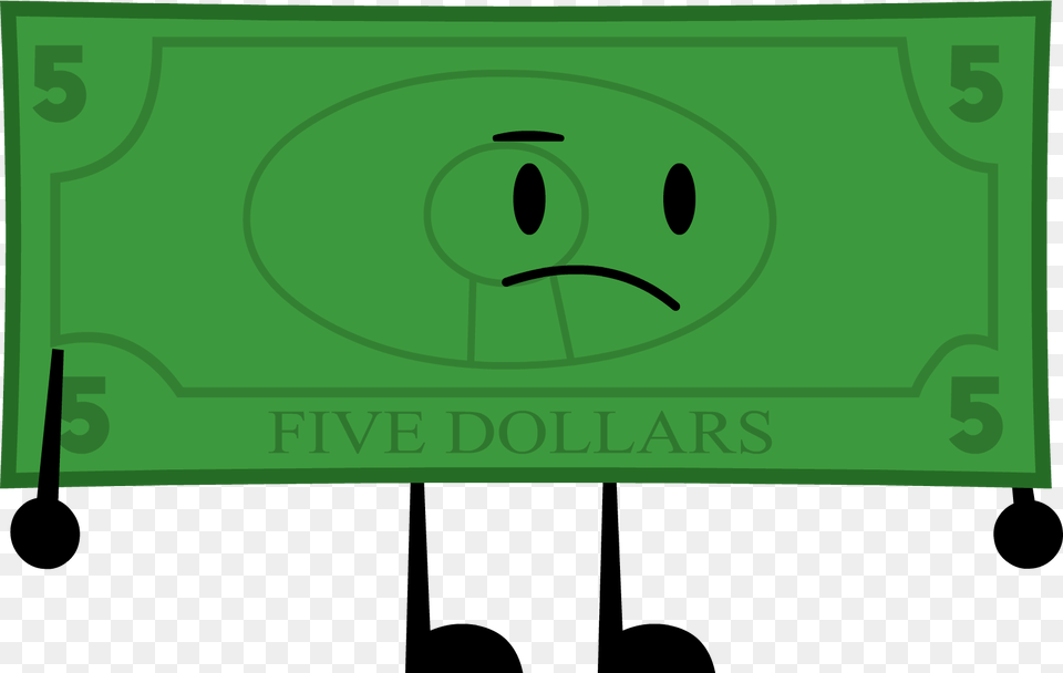 Cartoon 5 Dollar Bill, Green, Text Free Transparent Png