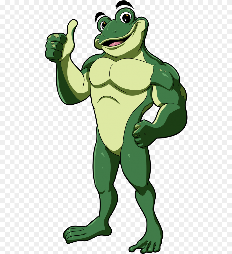Cartoon, Amphibian, Animal, Frog, Green Png Image