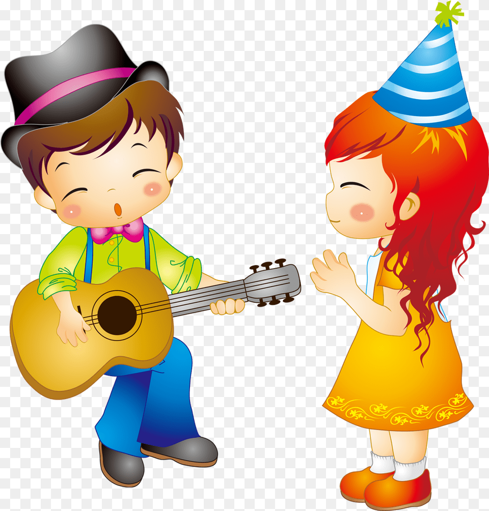 Cartoon, Clothing, Hat, Guitar, Musical Instrument Free Transparent Png