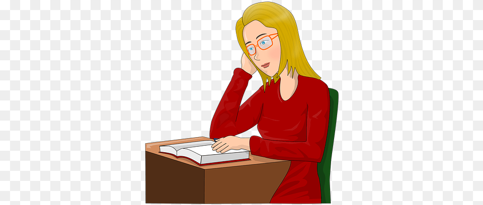 Cartoon, Adult, Female, Person, Reading Png