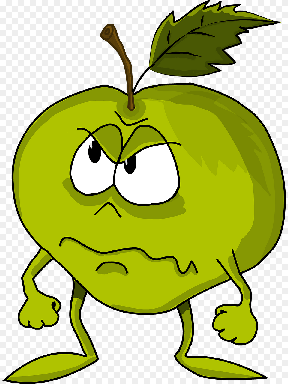 Cartoon Apple Clipart, Green, Fruit, Produce, Food Png