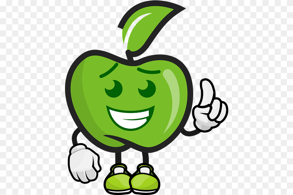 Cartoon Apple Fun Character Friendly Happy, Green, Baby, Person, Face Free Transparent Png
