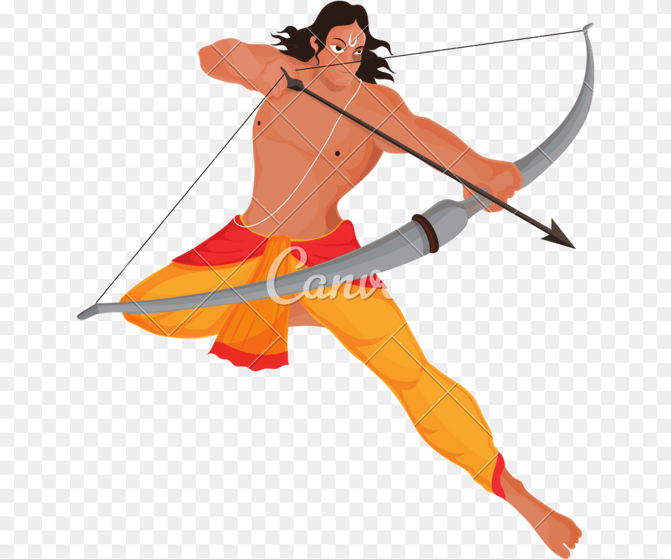 Cartoon Arrow Lord Rama With Bow And Arrow, Weapon, Archer, Archery, Sport Free Png Download