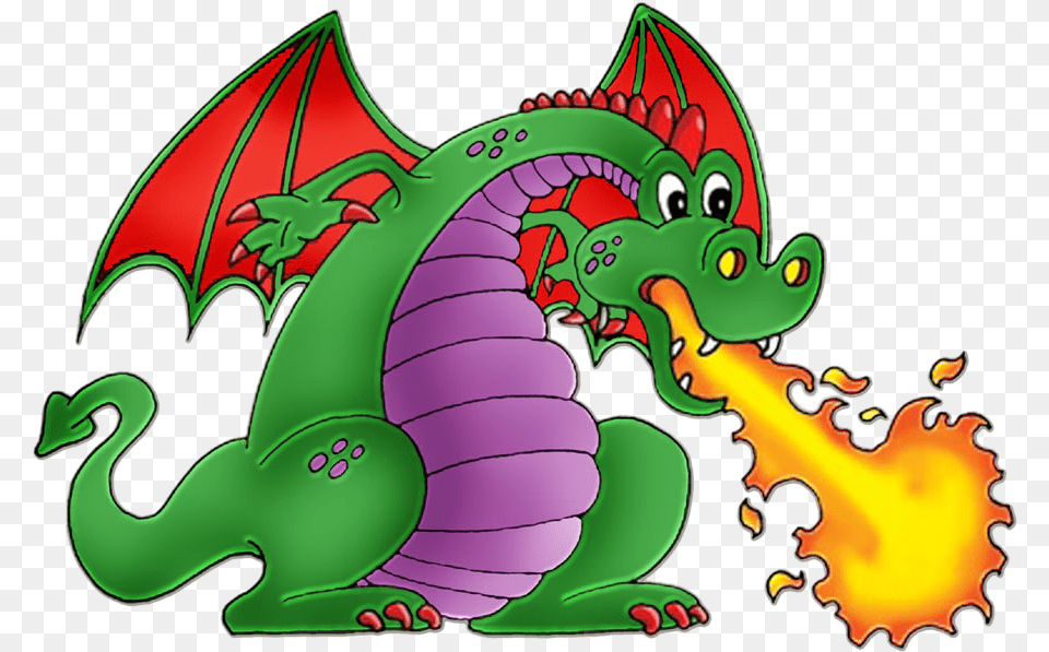 Cartoon Art Dinosaur Spitfire Fire Breathing Dragon Clipart, Animal, Reptile Png Image