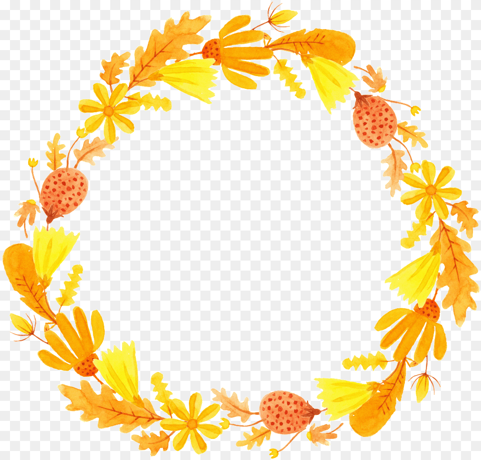 Cartoon Autumn Wreath Transparent Free Buckle Free, Plant, Art, Floral Design, Graphics Png Image