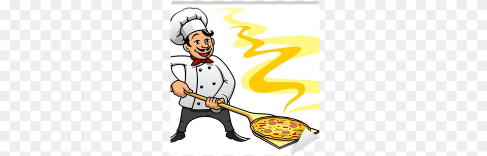 Cartoon Baker Chef Cooking Pizza Self Adhesive Wall Pizza Comic, Cleaning, Person, Baby Free Png
