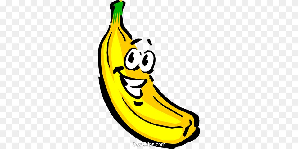 Cartoon Banana Royalty Vector Clip Art Illustration, Food, Fruit, Plant, Produce Free Transparent Png