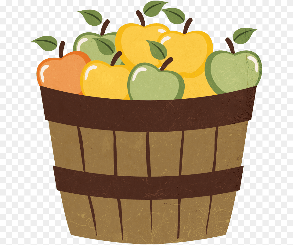 Cartoon Basket Apples, Food, Fruit, Plant, Produce Free Png Download